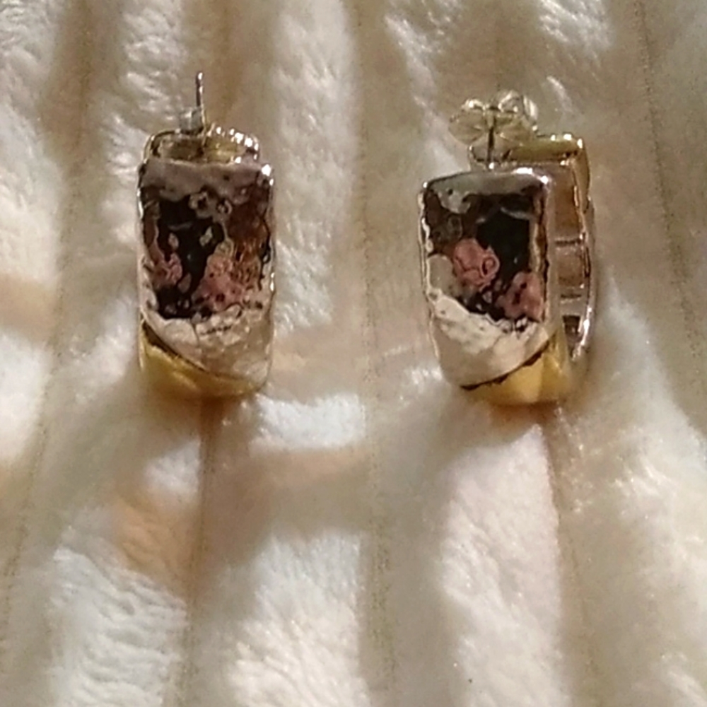 Silver & Gold Hammered Earrings